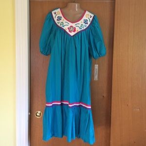 Flower Power Dress Vintage 60s 70s USA Made Union Tags Summer